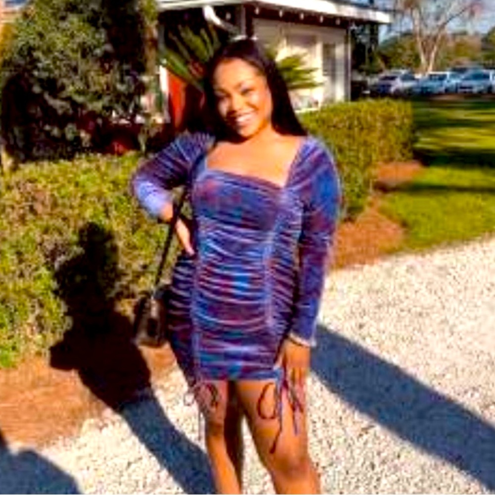 NWT VELVET SHIRRED MINI DRESS